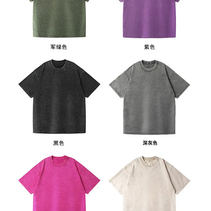 Custom Streetwear Vintage Washed Cotton Tee Oversized T-Shirt Retro Hip Hop Style 100% Cotton Personalized Design Men Clothing