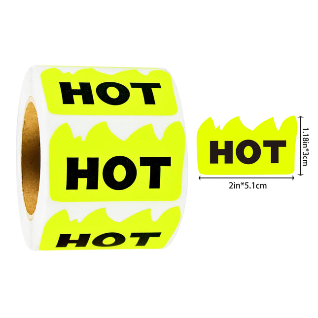 250Pcs 1.18*2in Red and Yellow Flame-Shaped Hot-Selling Product Labels Stickers Hot-Selling Product Labels for Convenience Stores, Supermarkets, Retail Stores, Personal Shop Hot-Selling Product Packaging Decoration Labels