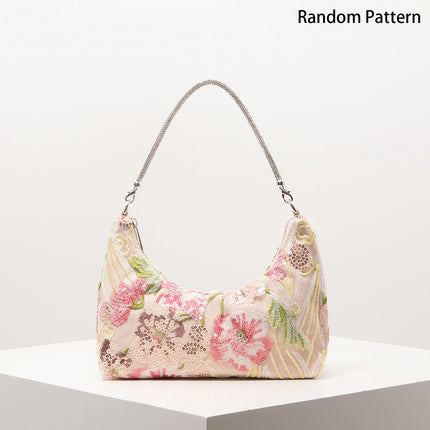 Shoulder Bag,Floral Pop,Sequin Bag,Embroidery,Gala Night,Party Outfits,Prom Bag,Wedding Items,Elegante,Valentine,Random Pattern