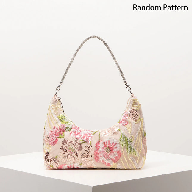 Shoulder Bag,Floral Pop,Sequin Bag,Embroidery,Gala Night,Party Outfits,Prom Bag,Wedding Items,Elegante,Valentine,Random Pattern