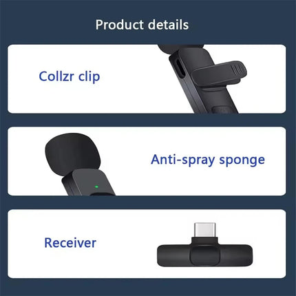 FANGTUOSI Noise-canceling microphone Wireless lavalier microphone for live streaming/YouTube/TikTok/Facebook Mic for Android