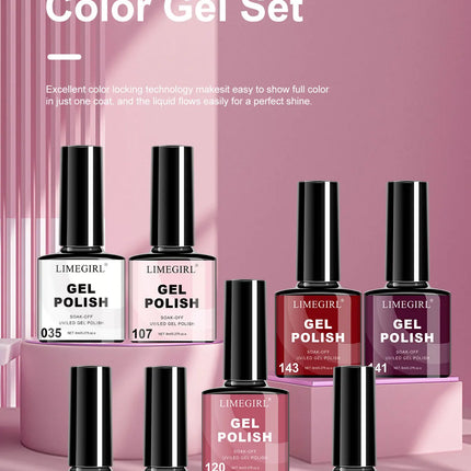 LIMEGIRL 8ML Nail Gel Polish Nail Supplies Vernis Semi Permanent Nail Art Manicure Soak Off LED UV Gel Nail Varnishes