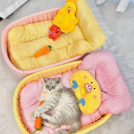 1set Cute Lace-Trimmed Pet Princess Bed For Winter - Soft Polyester Plush Oval for Small Dogs/Cats, Easy Assembly Indoor Use