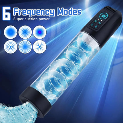 Electric Male Penis Pump 6 Suction Extender Enhancer Waterproof Dick Vacuum Enlargement Realistic Machine Sex Toys for Men 18+