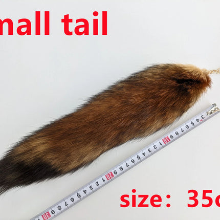 natural fox fur tail keychain furry 2024 chic y2k  beautiful accessory length 40 cm Car Keychains For Women