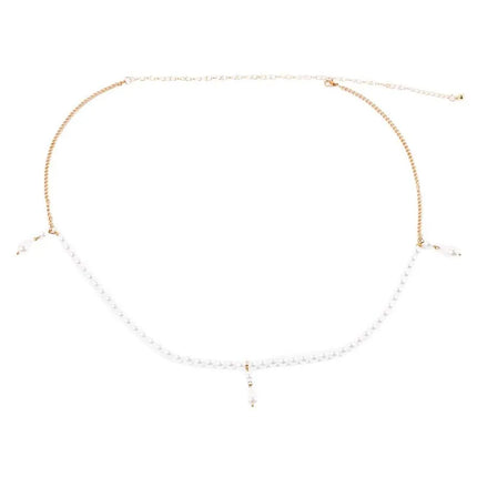 Exquisite Elegant Imitation Pearl Waist Chain for Women Fashion White Pearl Beaded Temperament Belly Chain Body Jewelry Gifts