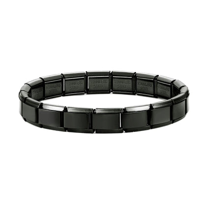 Wholesale High Quality Couple's Y2K Jewelry DIY 9MM Width Italian Elastic Bracelet Solid Color Stainless Steel Fashion Bangle