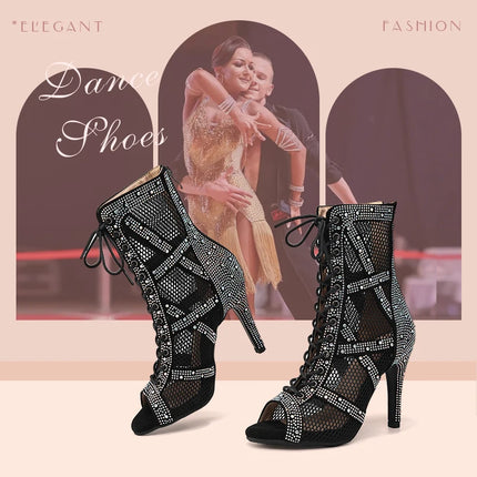SWDZM Women Dance Boots Full Rhinestone Jazz Latin Dance Shoes Shining Dancing Boots Sexy Thin Heels Women Ladies Dancing Shoes