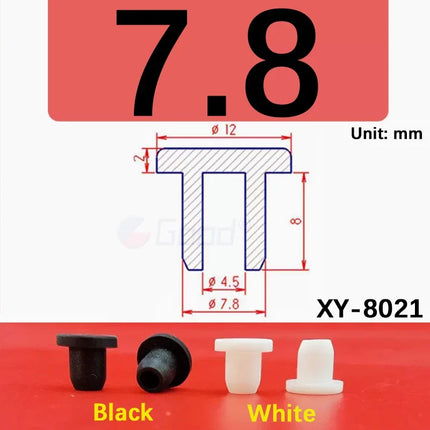 Black T-shaped silicone plug rubber hole cover dust-proof sealing, shock-absorbing foot pad  A-6.8mm~68.6mm