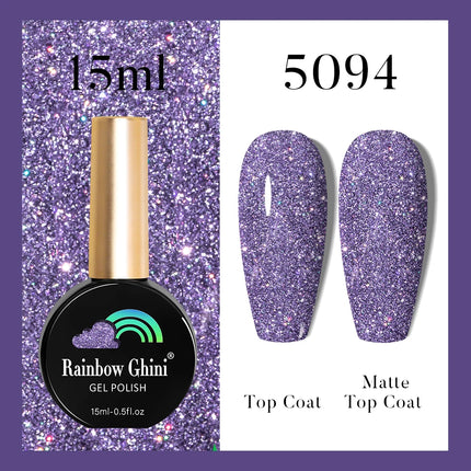 Rainbow Ghini 37Color Base Coat TPO/HEMA Free 15ml Fine Glitter Gel Polish For Manicure Nails Semipermanent Art Nail Supplies