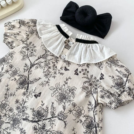2024 New Summer Toddler Baby Girl Clothes Set Girls Short Sleeved Cotton Printed Shirt+PP Shorts 0-3Yrs Children Clothing Suit