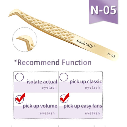 Lashtalk Precision Fiber Tip Tweezer Eyelash Extensions Diamond Grip Anti-Slip Premium Gold Stainless Steel Makeup From Nagaraku