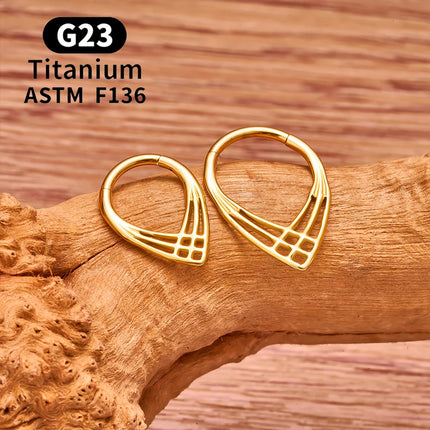 ASTM F136 G23 TItanium Piercing Septum Heart Nose Rings 16G Hinged Clicker Tragus Cartilage Helix Earrings Punk Body Jewelry