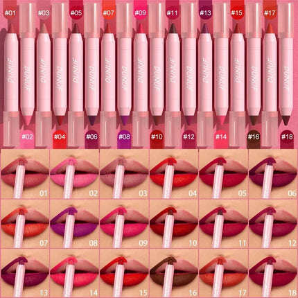 18 Color Matte Lipstick Pen Waterproof Lasting Nude Brown Lip Liner Pencil Red Lip Contour Tint Lip Contouring Cosmetic Makeup