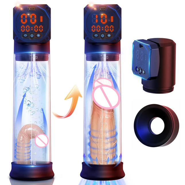 Electric Vacuum Suction Penis Pump Male Masturbator Penis Enlargement 4 Training 3 Suction Vibrator Modes Adult Sex Toy for Men