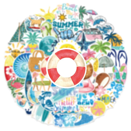 50/100PCS Cartoon Fresh Summer Beach Surfing Graffiti Stickers Graffiti Stickers Car Decoration Stationery Notebook Stickers