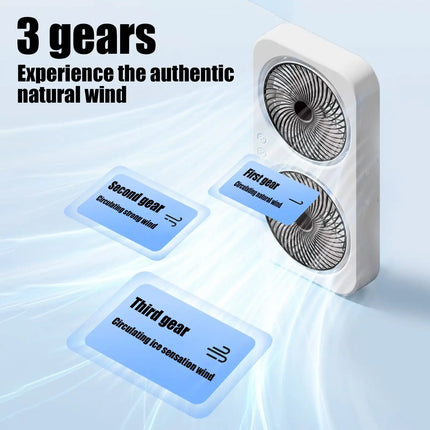 Double Head Portable Fan Two Way Wall Mountable Desktop High Wind Power Fan for Home Office Camping Bedroom Use
