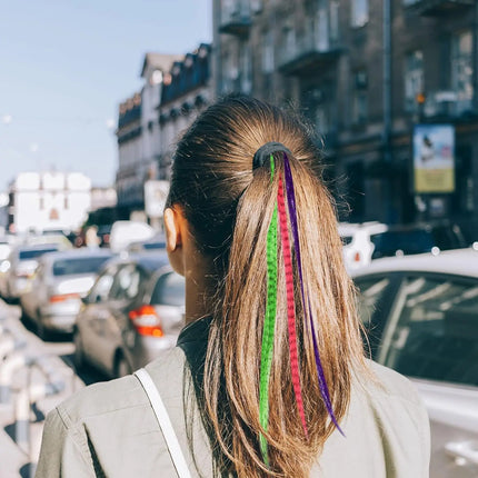50Roots 16 Inch I-Tip Colorful Feather Hair Extension, Straight Synthetic Fiber,For carnival Music Festival,Christmas party
