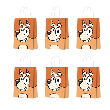 6/12Pcs Bluey Theme Gift Bag Set Bingo Anime Children's Birthday Party Biscuit Candy Packaging Bag Gifts Storage Party Supplies