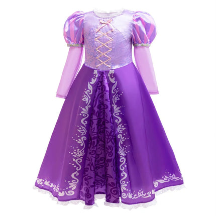 Rapunzel Cosplay Princess Dress Kids Halloween Disguise Long Sleeves Costumes Girls Birthday Carnival Party Outfits
