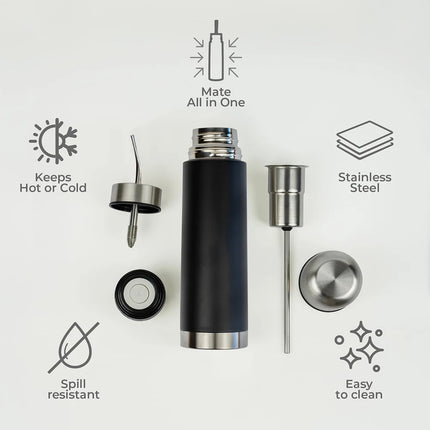 NEW Self-Serving Stainless Steel Mate Bottle, 2-in-1 Thermal Mate Cup with Built-in Bombilla, Yerba Mate Thermos all in one