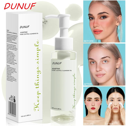 DUNUF 100ML Cleansing Oil Plant Extract Deep Cleans Facial Pores Moisturizing Reduces Blackheads Face Skin Care Makeup Remover