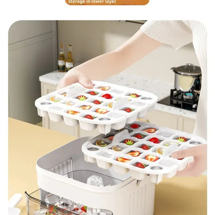 Hot Food-grade Ice Cube Mold Bucket, Press-type Ice Cube Mold, Refrigerator Frozen Ice Cube Food Storage Box Tray