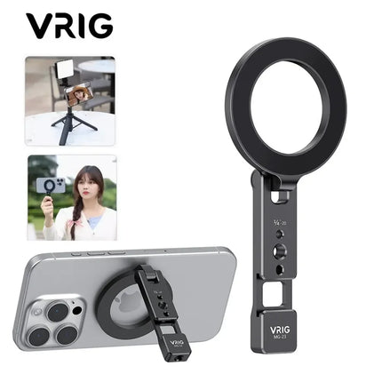 Magnetic Phone Holder Stand MagSafe Cold Shoe Tripod Mount w 1/4 Screw for iPhone Android Phone Desktop Live Streaming Vlog