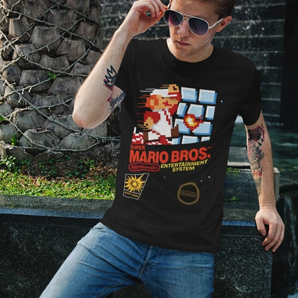 2026 New Super Mario Classic Game Cartridge Graphic Unisex Cotton Shirt,There Are Children Size, Summer Men's Fashion T-shirt