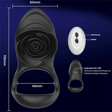 Rose Lock Ring Vibrator for Men,delayed Ring for Masturbation,stimulating Penis and Prolonging Orgasm,adult Products for Couples