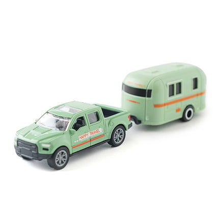 1:64 Alloy Diecast Pickup Caravan Car Model Classic Pull Back Car Miniature Vehicle Replica For Collection Gift for Kids