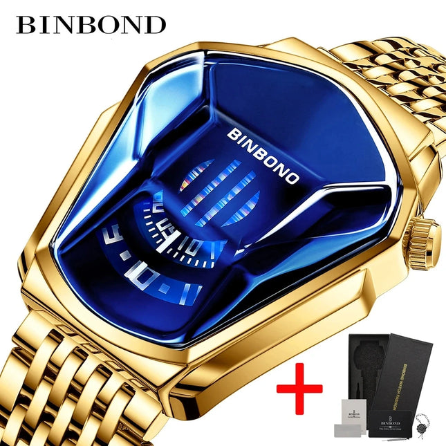 BINBOND New Casual Unique Digital Clock Men Luxury Watch Automatic Watches Mens Gold Fashion Quartz Wristwatches Montre Homme 01