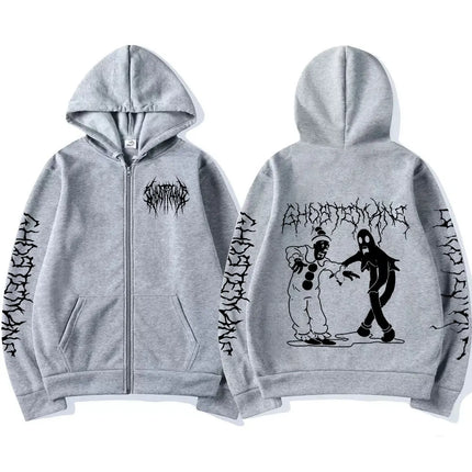 Limited Ghostemane Zipper Hoodie Graphic Print Hoodies Metal Rock Gothic Zip Up Hooded Sweatshirts Harajuku Streetwear Coats