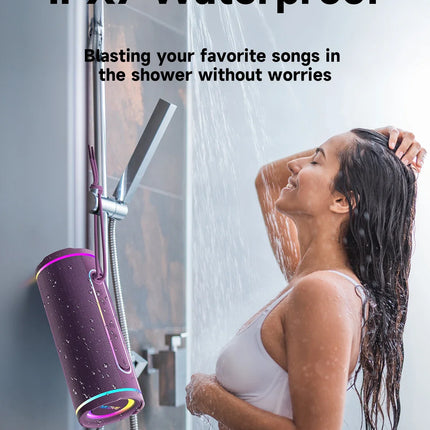 MLOVE Portable Bluetooth Speaker – Powerful Dual Sound, Colorful RGB Lighting, Fully Waterproof (IPX7), TWS Enabled