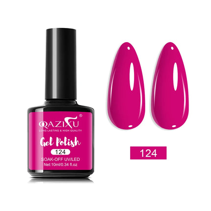 QAZIXU 48 Colors 10ml Red Black White Gel Nail Polish Manicure Semi Permanent Soak Off UV Nail Art Varnish Nail Supplies