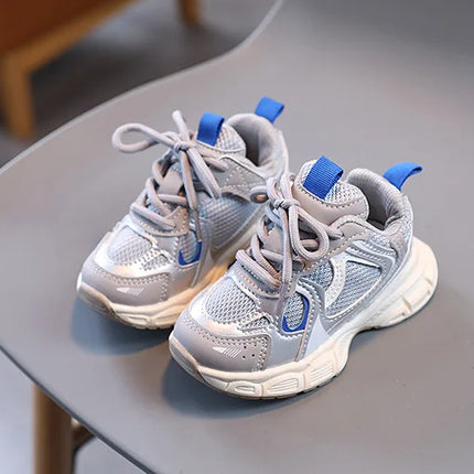 Spring and Autumn Children Sports Shoes Unisex Kids Sneakers Mesh Upper Breathable Basketball Shoes Tennis Casual Flats Footwear