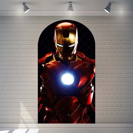 Arched Iron Man children's birthday party gift decoration elastic background props customizable superhero room decoration poster