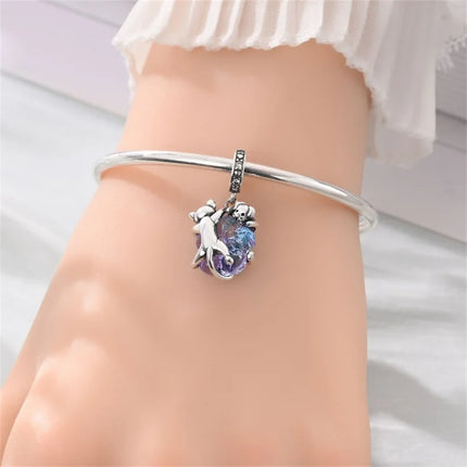 Original 925 Sterling Silver Charms Beads Cute Mushroom Unicorn Love Wings Pearl Charm for Bracelet Pendant Woman Girl Jewelry