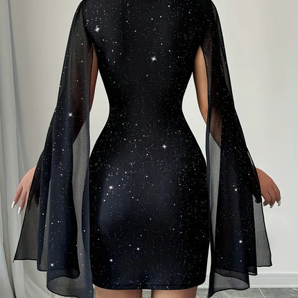 2026 Cross-border European and American Women's Clothing,, Round Neck, Striped, Pearl, Chiffon, Cloak, Hip