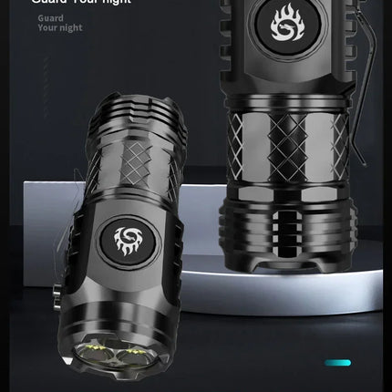 High Strong Power LED Flashlight Built-in Battery Type-C Rechargeable with Pen Clip Torch Outdoor Camping Emergency Lantern