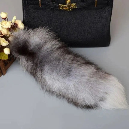 Creaative Faux Fur Fake Fox Tail Pendant Animal Tail Soft Fox Tail Keychain with Metal Clasp Fox Tail Key Ring Bag Decoration