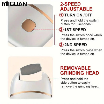 White foot grinding machine, USB charging, easy to carry and use, remove dead skin and calluses from feet