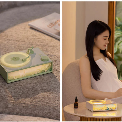 Little Prince Aromatherapy Lighting Painting Bluetooth Speaker Stereoscopic Sound Effects Rotating Retro Record Speaker