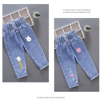 Girls' Pants Kids' Clothes Children's Jeans Cowboy Denim Pants Spring Autumn Fashion Clothing Streetwear Casual Harajuku