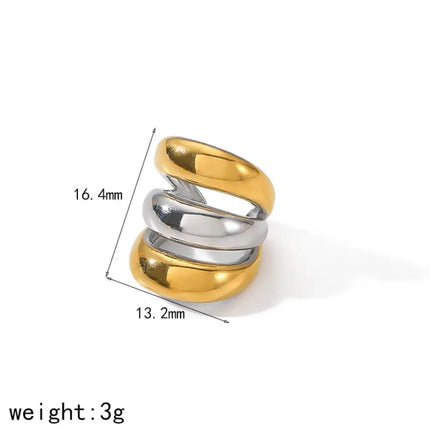 Hot Selling 18K Gold Color Stainless Steel Multilayer Ear Clip Waterproof Metal Unique Fashion Trendy Women Gift