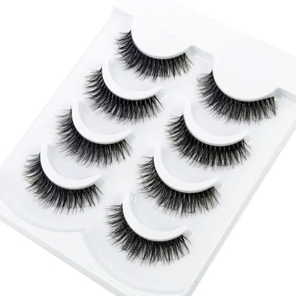 HBZGTLAD 4pairs mink lashes natural long invisible thin band fake lashes transparent terrier soft eyelashes extension Beauty