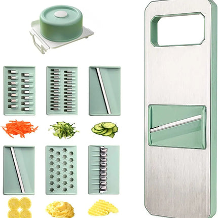 LMETJMA 6 in 1 Vegetable Slicer Mandoline Vegetable Slicer with 6 Interchangeable Blades Veggie Slicer Julienne Shredder JT105