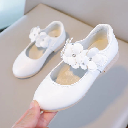 Autumn Girl's Mary Janes Appliques Low Heel Beautiful Kids Princess Shoe Three Colors Pointed Toe Breathable Children Shoe 26-36