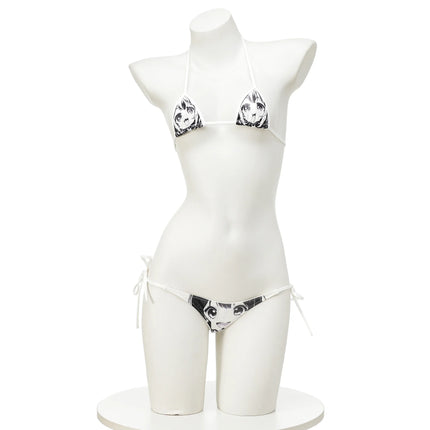 Anime Comics Girl Leather Bikini Sets 2024 New Women Sexy Two-piece Thong swimsuit Bathing Suit Cute Bikini Maid Cosplay Costume