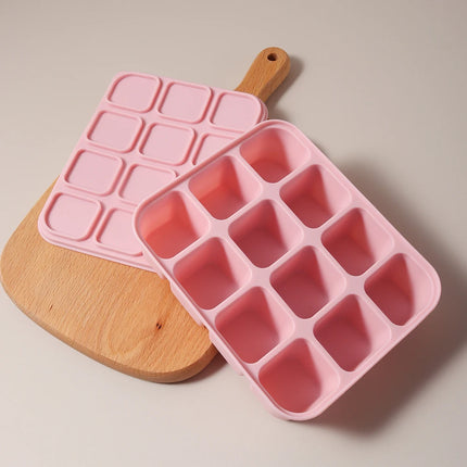 12 grid Food-Grade Silicone Baby Food Freezer Tray - Easy Pop Out Ice Cube Mold for Infant Puree & Snacks